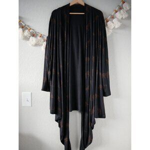 Sseko Designs Cheetah Convertible Top Cardigan Black Open Front Hippie NWT 3x